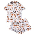 thumbnail image 3 of JIAYUE Girl Children Sleepwear Two Piece Outfits Cute Halloween Print Notched Collar Short Sleeve Top And Elastic Waist Shorts Pajamas For Cozy Summer Indoor Lightweight Loungewear,3-4 Years, 3 of 9