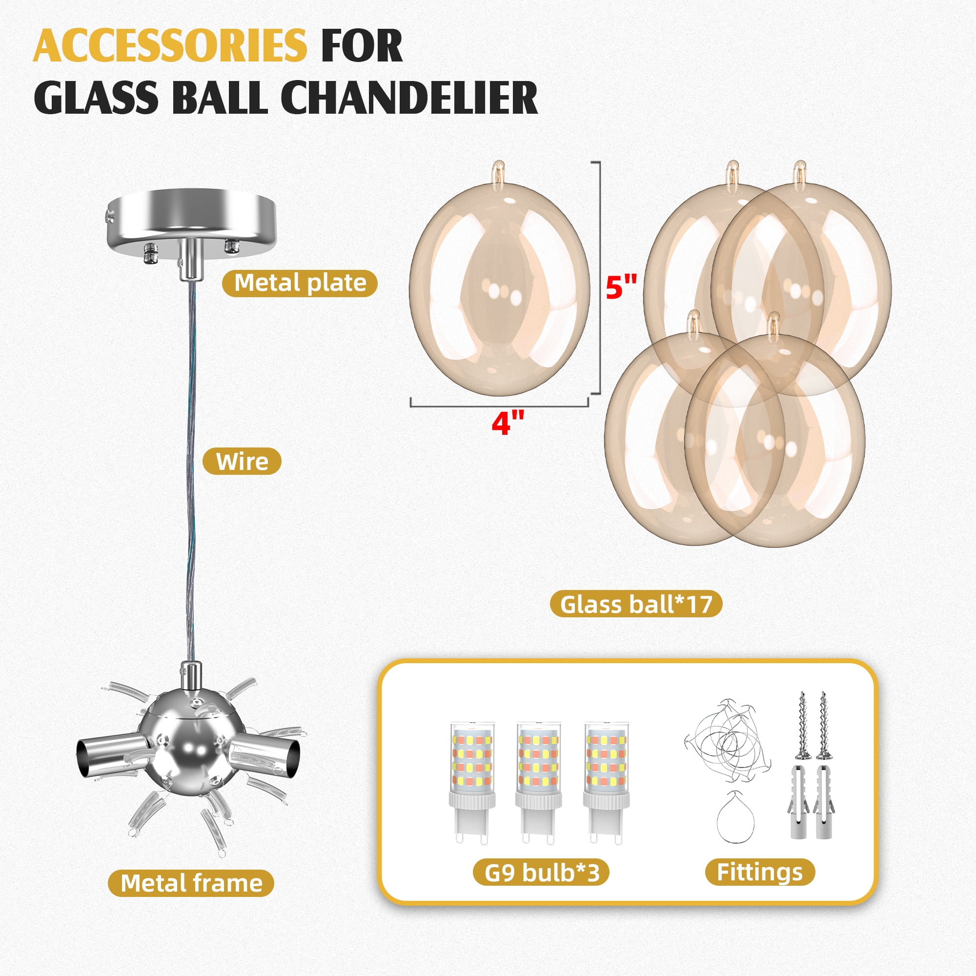 Longree Modern Cognac Electric Bubble Ball Chandelier