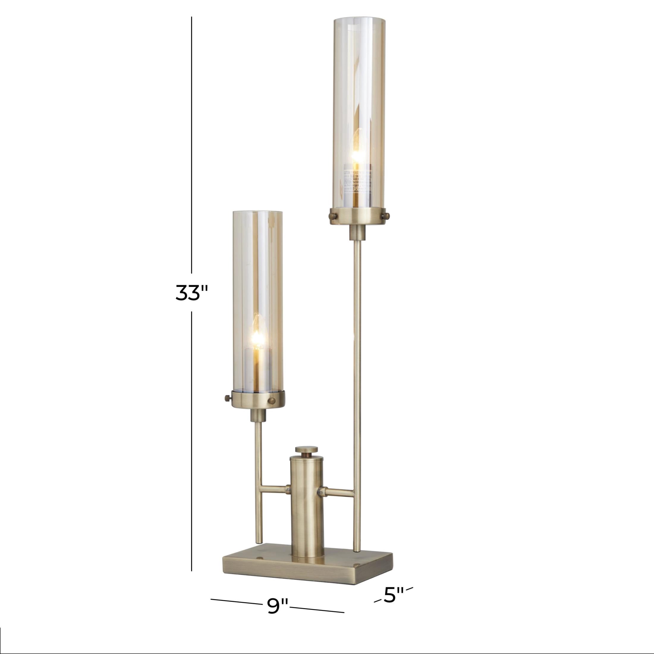 DecMode 33" 2 Light Tall Gold Accent Lamp with Clear Glass Shade