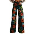 thumbnail image 2 of Women's Casual Pants Women'S Vintage Flower Print Casual Wide Leg Pants,Black Women's Casual Pants S, 2 of 4