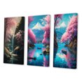 thumbnail image 3 of Designart "Blossom-Lined Stream III" Tree Cherry Blossom Wall Art Set Of 3 - Pink Tree Cherry Blossom Gallery Wall Set For Home Decor, 3 of 7