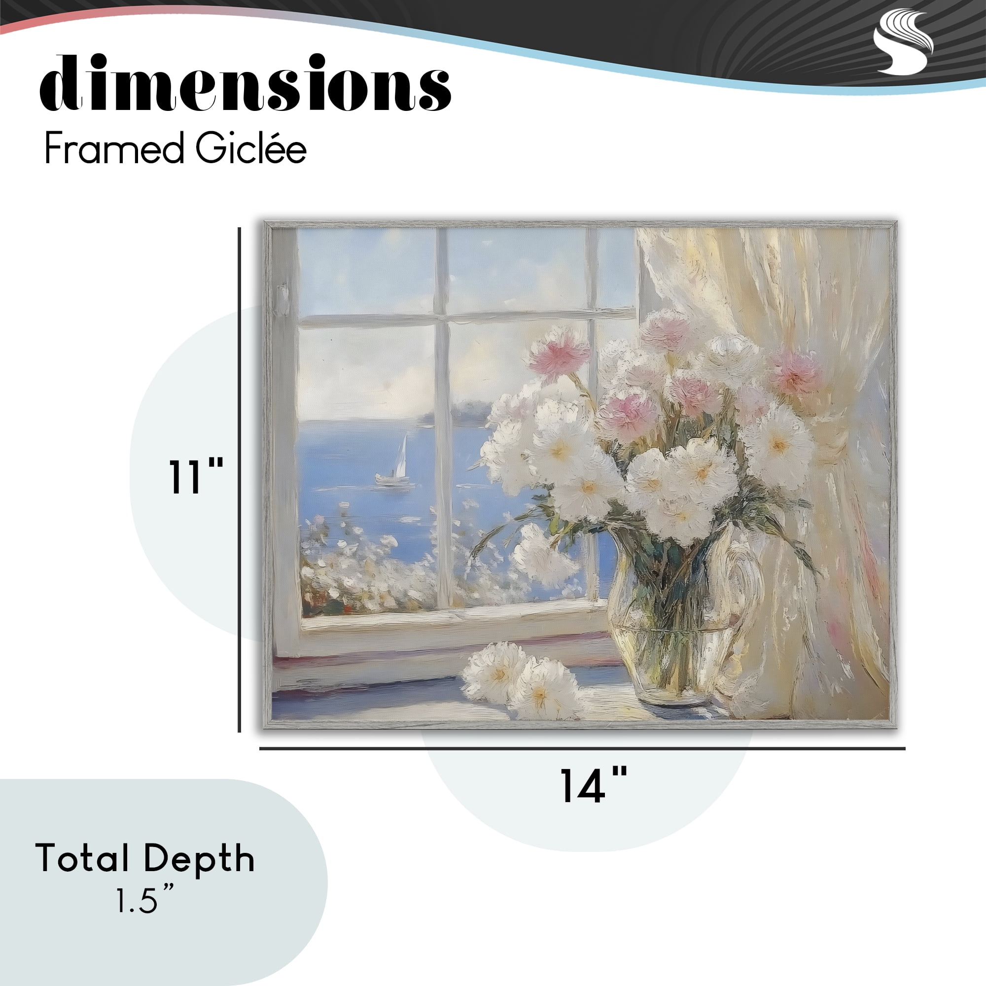 Stupell Industries Coastal View Floral Window Bouquet Gray Framed Giclee Art, design by LSR Design Studio