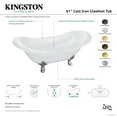 thumbnail image 4 of Aqua Eden VCTNDS6130NC7 61" Cast Iron Oval Double Slipper Clawfoot Tub (No Faucet Drillings), White/Brushed Brass, 4 of 4