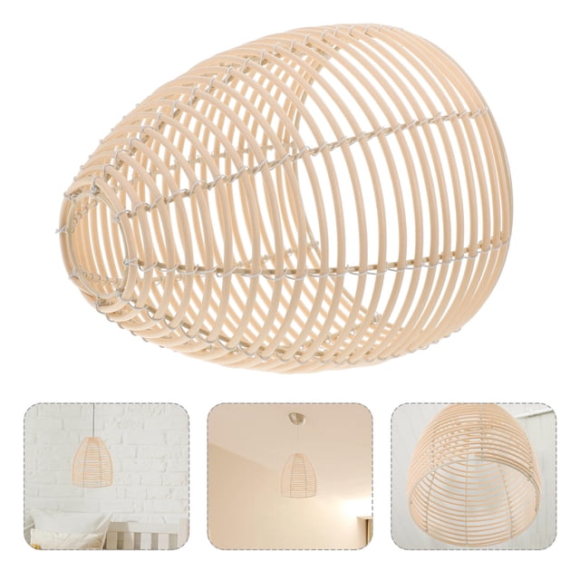Moluckfu Pantalla De Colgante Beige Bohemio En Ratán Sintético Resistente Y Duradero
