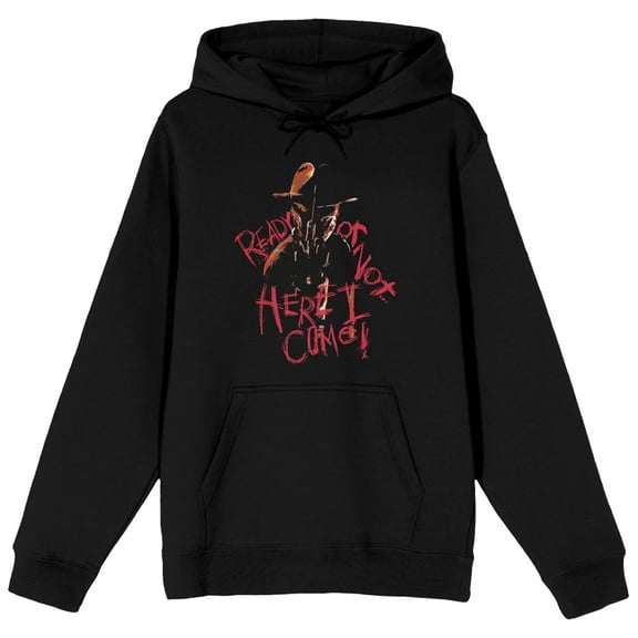 Nightmare On Elm Street Ready Or Not Here I Come Long Sleeve Women's Black Hooded Sweatshirt-Medium