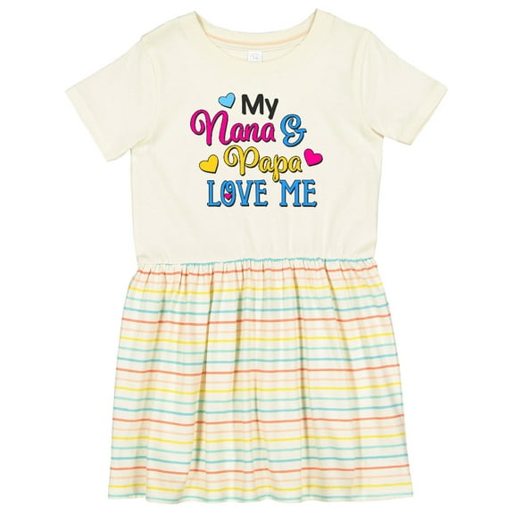 Inktastic My Nana and Papa Love Me with Hearts Girls Toddler Dress