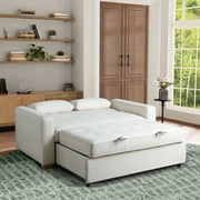 Serta Monroe Modern Convertible Sofa with Queen Size Sleeper, Oyster Woven Fabric