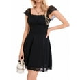 thumbnail image 5 of Cenuakty Women’s Vintage A-line Dress, Short Sleeve Ruched Bust Solid Color Flowy Mini Dress, 5 of 9