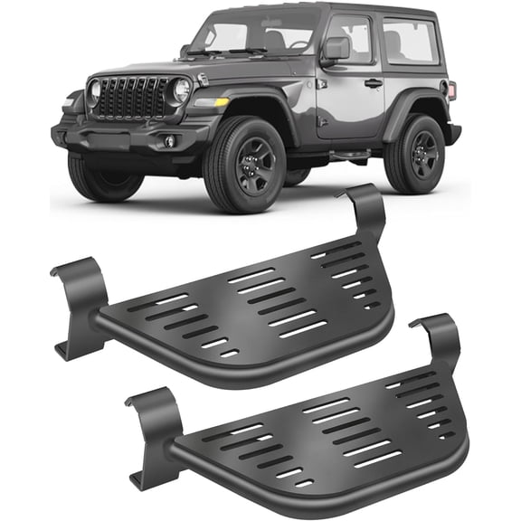2 Pcs Rock Rails Side Steps Running Boards 2 Door with OEM Rock Rails Fit for 2018-2025 Jeep Wrangler 2 Door & 2020-2025 Gladiator