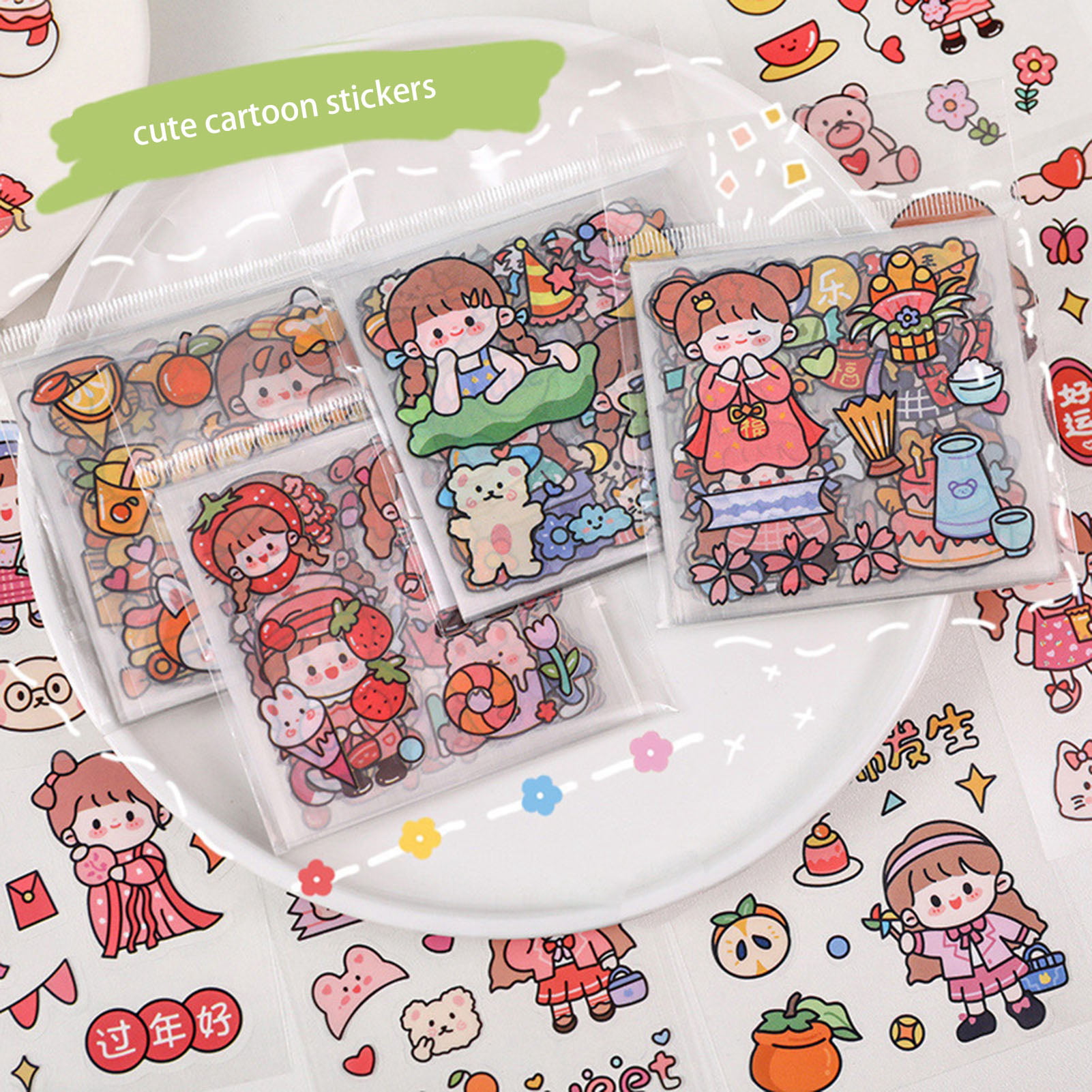 Coofit Journal Stickers Cartoon DIY Cute Planner Stickers Kawaii Scrapbook  Stickers for Women Girls 