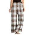 thumbnail image 4 of WTOBBY Women's Plaid Print Drawstring Elastic Waist Comfortable Straight Leg Loose Pajama Pants for Casual Sleepwear and Home Lounging,Khaki S, 4 of 4