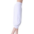 thumbnail image 4 of ZZwxWA Capris Straight Loose Fit Soft Wide Leg Workout Casual Yoga Gym Cotton Elastic Pleated Comfy Solid Pants Women Summer High Waist Trousers White M, 4 of 4