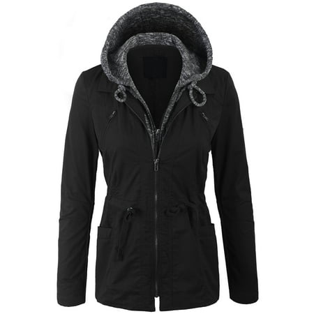 Kogmo Womens Military Anorak Jacket with Knit Hood and Pockets