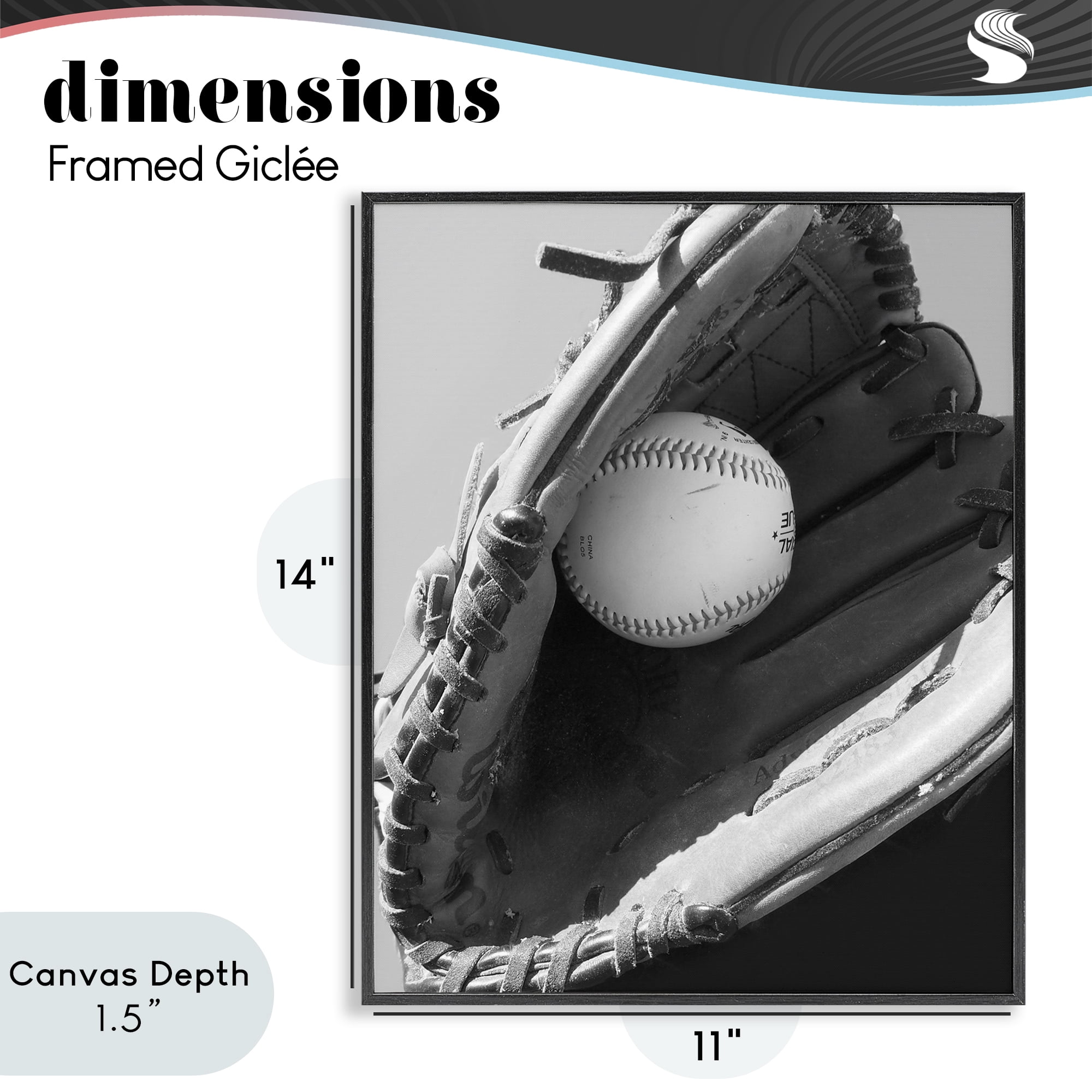 Stupell Industries Nice Catch Baseball Black Framed Giclee Art, design by Marcus Prime