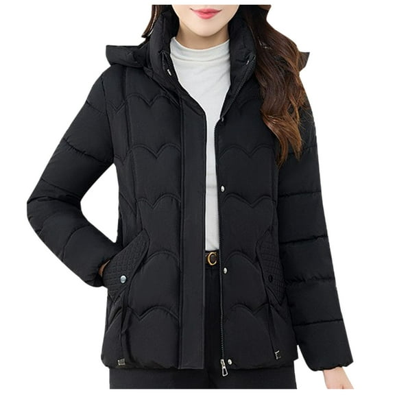 Hrsba Women's Winter Casual Sleeveless Parkas, Womens Lightweight Jacket Winter Down Zip Up Hooded Pockets Loose Outerwear