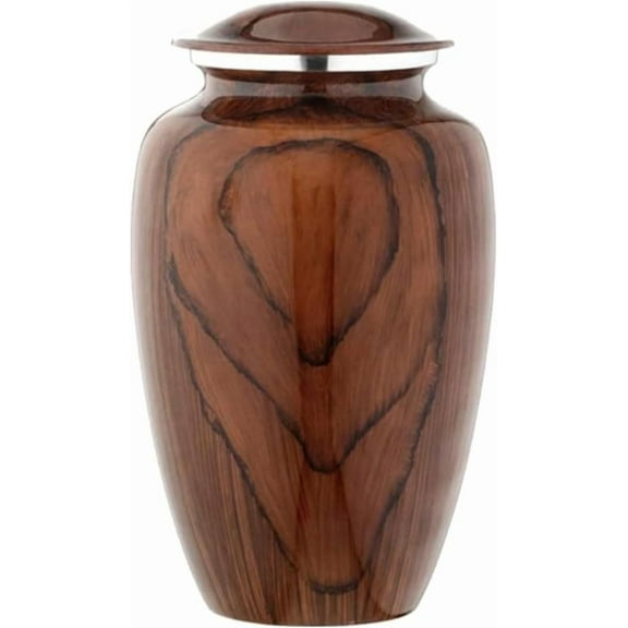Ample Cremation Urn-Brown Urn with Wooden Finish-Funeral Urn-Urn For Ashes-Keepsake Urn-Personalized Urn-Urns For Human Ashes-Urn with Customization Option (Size=11x7 IN)