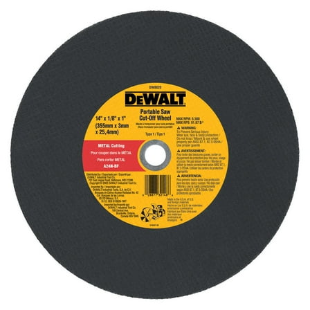 Dewalt DW8020 14 in. x 1/8 in. A24R Metal Cutting Wheel