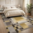 thumbnail image 3 of ODIKA Neutral Abstract Geometric Mosaic Grid Contemporary Dining Non-Slip Flatwoven for Living Room, Under Sectional, Family, 3 of 7