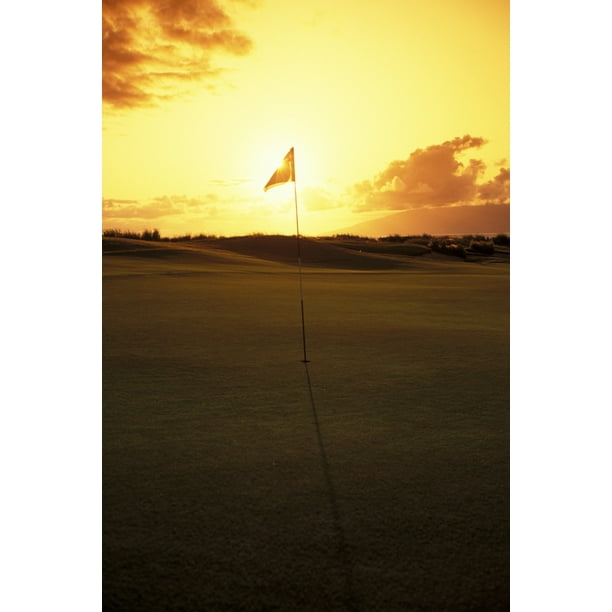 Hawaii, Maui, Kapalua Golf Club Plantation Course, 4Th Hole Flag At