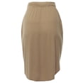thumbnail image 4 of A2Y Women's Elastic Waist Self Tie Tulip Hem Side Pocket Skirt Ash Mocha L, 4 of 5