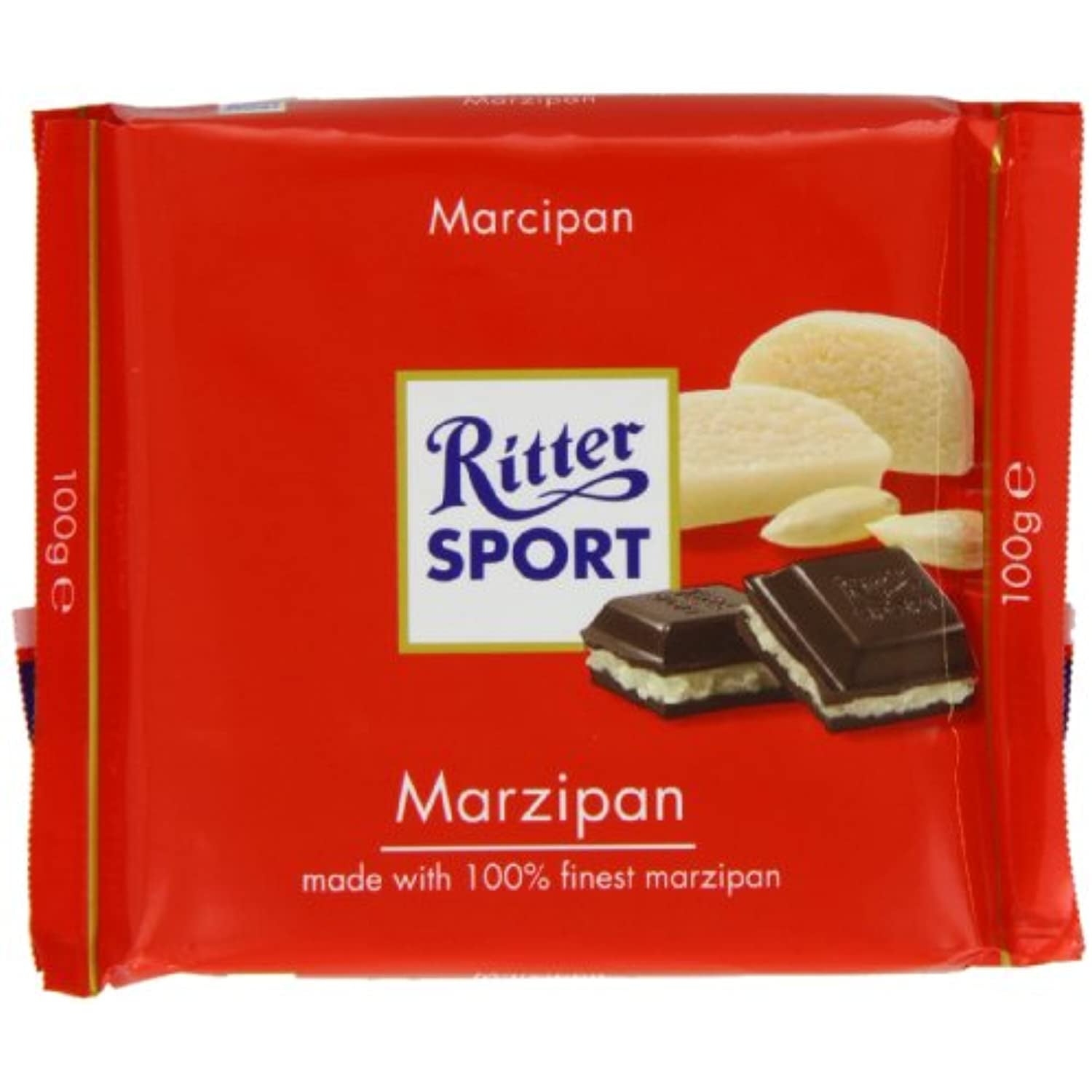 Ritter Sport Marzipan Chocolate Bar 100 g (Pack of 5)
