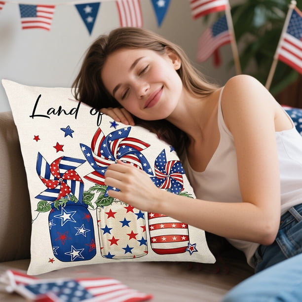 4th Of July Cushion Covers Star Flag Patriotics Cushion Covers 4th Of July Decor For For Sofa Bedroom Home Decor