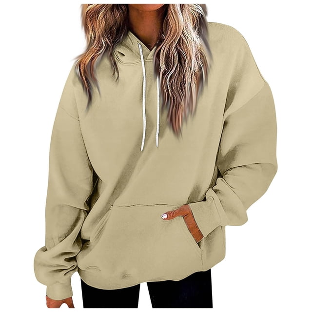 Timegard Womens Sweatshirt Hooded Drawstring Oversized Pullover Tops Sports Workout Casual Tops with Pocket