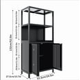 thumbnail image 6 of Dtwnek 2 Doors Bathroom Cabinet with 2 Open Shelves and 2 Inner Shelves, Bamboo Storage Cabinet for Living Room, Kitchen, Bathroom, 6 of 10
