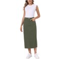 thumbnail image 2 of INSPIRE CHIC Denim Skirt for Women Elastic Waist Split Back Pockets Maxi Length Long Jean Skirts XL Army Blue, 2 of 6