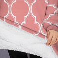 thumbnail image 3 of Oversized Wearable Blanket Hoodie,Pink Geometric Quatrefoil Pattern Sherpa Blanket Hoodie with Super Pockets,Super Warm Fuzzy Pullover for Women & Men, 3 of 6