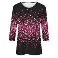thumbnail image 4 of Prolriy Hauts d'Été pour Femmes 2025 Haut à Manches Longues Col Rond Imprimé Cœur Rouge pour la Saint-Valentin Hauts pour Femmes Rose Vif m, 4 of 4