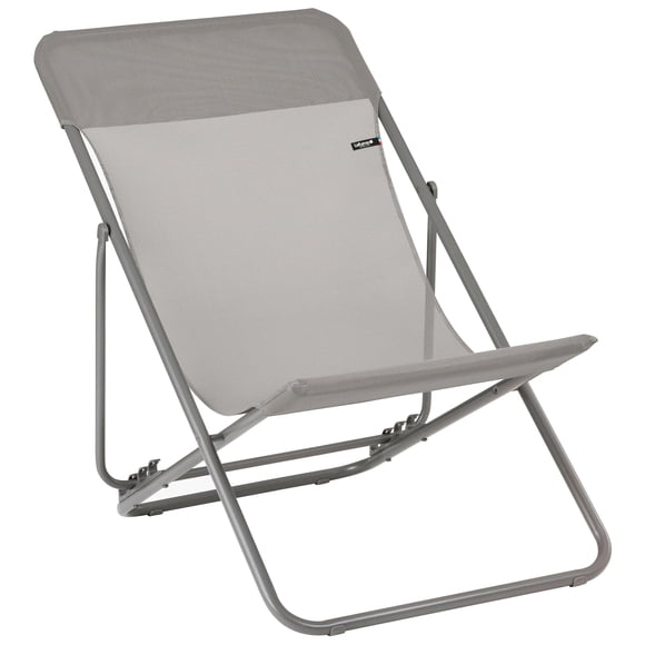 Lafuma Maxi Transat Colorblock Foldable Reclining Deck Chair, Gray (2 Pack)