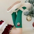 thumbnail image 4 of Avrnliq Girls' Green Christmas Knee-High Socks - Soft Cotton with Santa Patch, Festive Holiday Wear, Fit 3-12 Years Old, 1 Pair,Size Free Size, 4 of 7