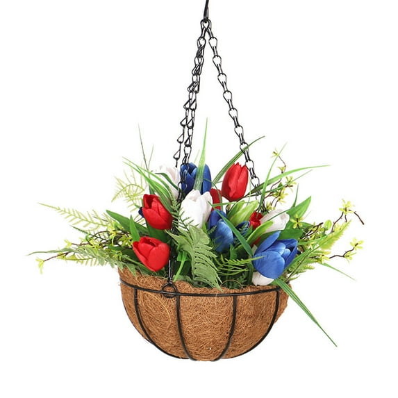 Independence Day Wreath Simulation Green Leaves Red Blue White Hydrangea/Tulip/Feather Wreath