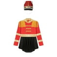 thumbnail image 3 of TiaoBug Girls Drummer Conductor Performance Costume Circus Ringmaster Drum Majorette Jumpsuit with Hat Red B 12, 3 of 6