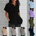 thumbnail image 1 of Fanxing Hauts d'Été en Lin pour Femmes Tendance Col en V Vêtements Boho Printemps Hauts pour Femmes 2025 S-3TG, 1 of 5