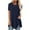 Navy, variant on Womens Plus Size $5,Women Plus Size Button Solid Round Neck Short Sleeve Irregular T-shirt Blouse Tops