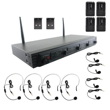 Uhf Beltpack Transmitter (Wireless Microphone System, UHF Quad Channel Fixed Frequency, Rack Mount, Includes (4) Belt-Pack Transmitters, (4) Headset Mics & (4) Lavalier)
