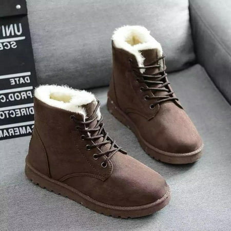 

Women s autumn and winter thickened snow boots warm plush women s short boots lace up warm boots brown 43