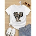thumbnail image 1 of T-Shirt d'Été à Manches Courtes pour Filles avec Imprimé de Queue de Cheval Double et Lunettes, Haut à Col Rond Élastique et Confortable pour Sports Décontractés en Plein Air, Adapté aux Âges de 7 à 14 Ans, T-Shirt / Pla d'Été, 1 of 6