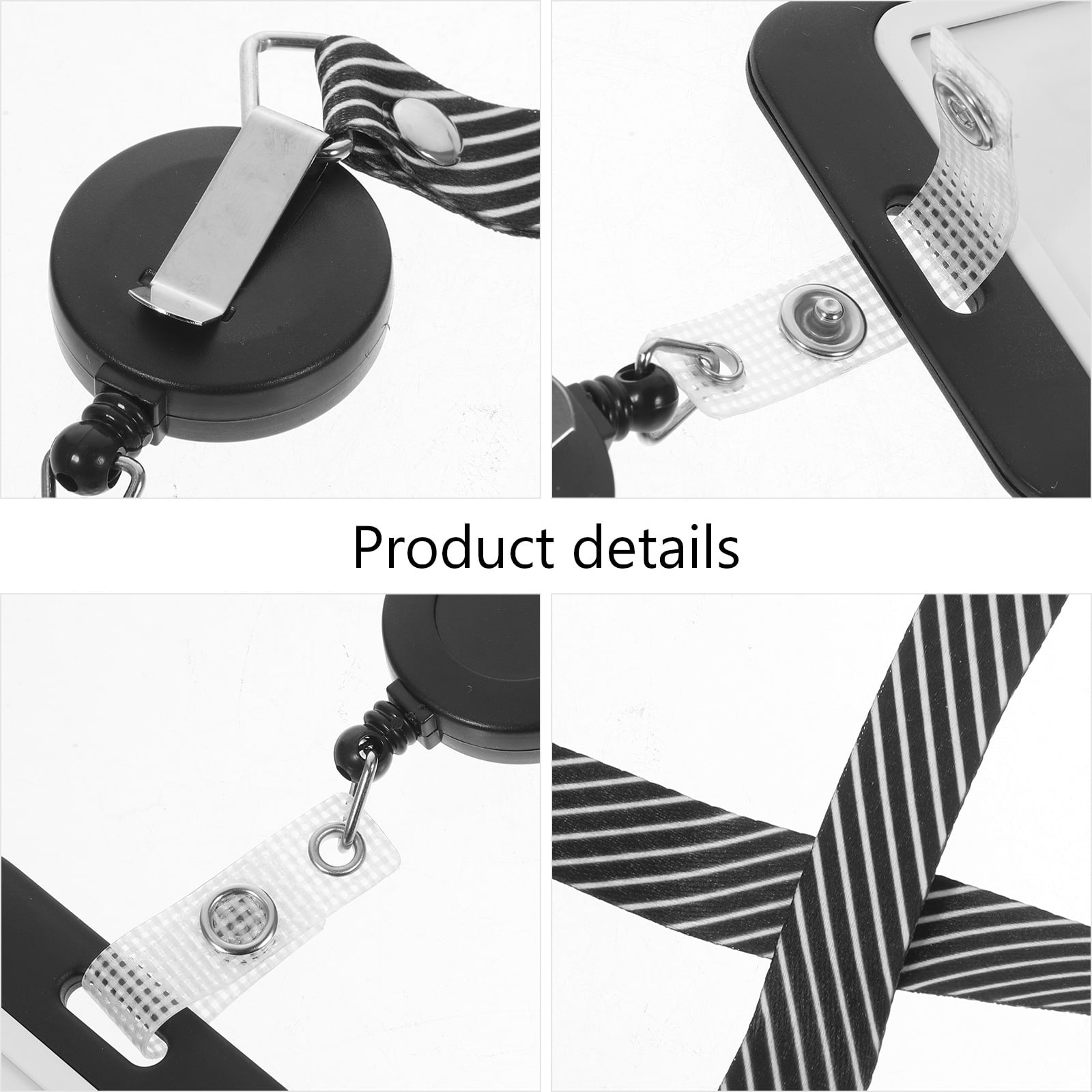 WHAMVOX  10 Sets Transparent Cards Covers Badge Holder Lanyard with Key Black