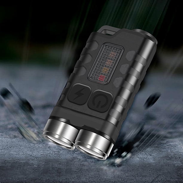 Mini Linterna Mini EDC Linternas 900LM USB Tipo-C Carga Llavero Antorcha Luz (Negro)