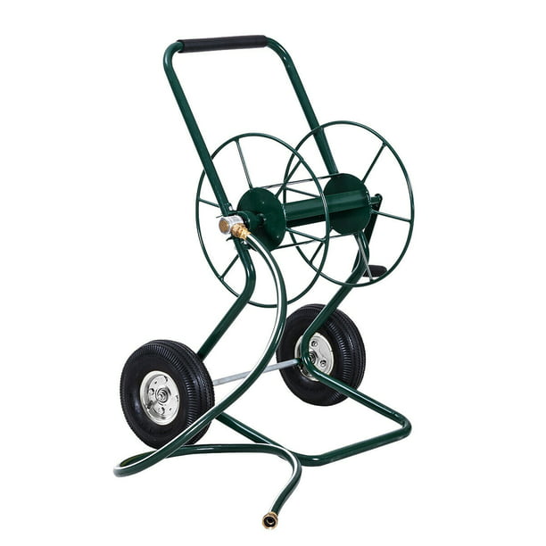Gymax Garden Wheeled Hose Reel Cart, Steel Garden Hose Reel Cart