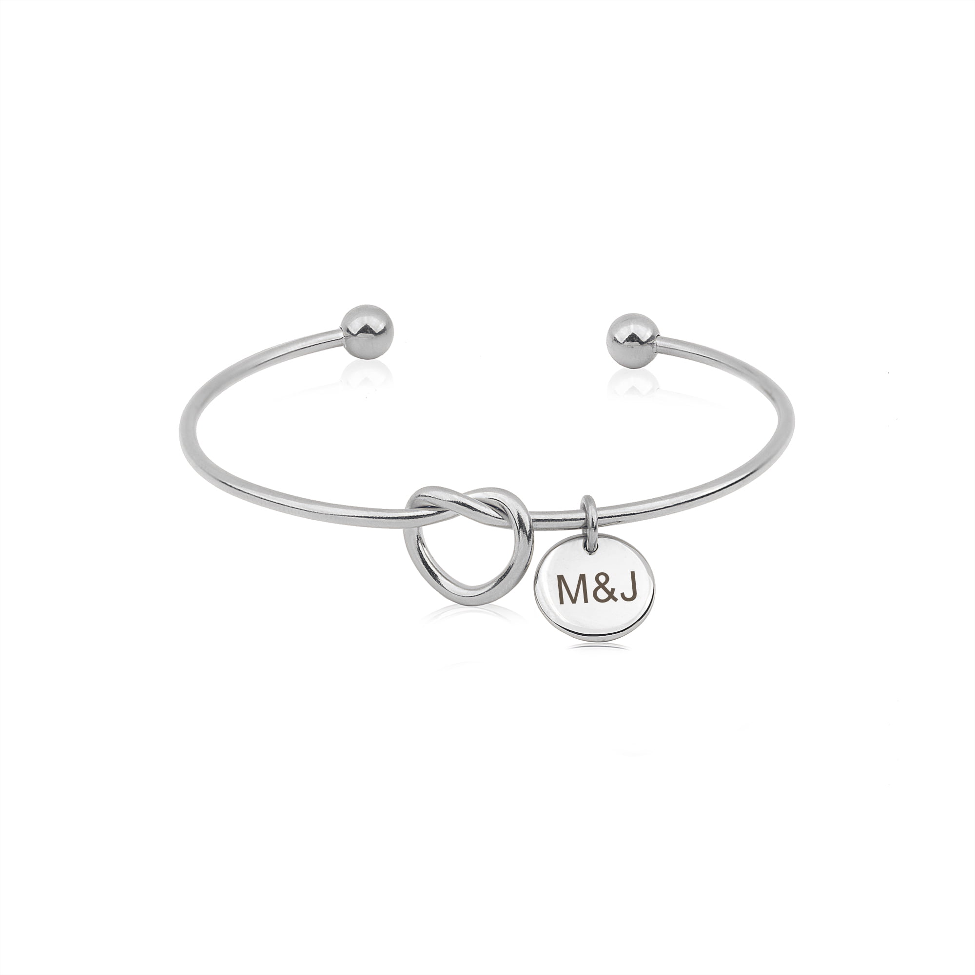 Bracelet with Charm for Women - Personalized Gold Knot Bracelet with Initial - Custom Charm Bracelet - Birthday Gift for Her