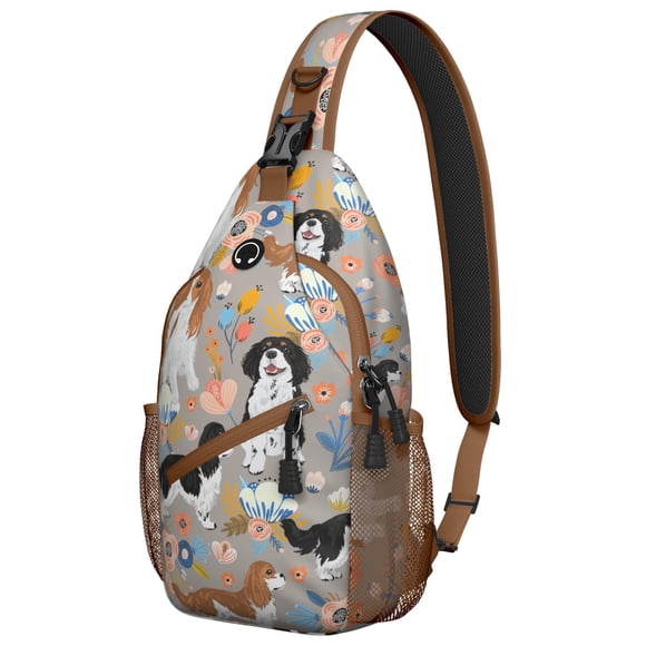 Sac à Dos à Motif Géométrique de Chien pour Femmes Hommes, Sac Bandoulière Imprimé Canin Abstrait avec Motif Patte et Os, Sac de Voyage Randonnée