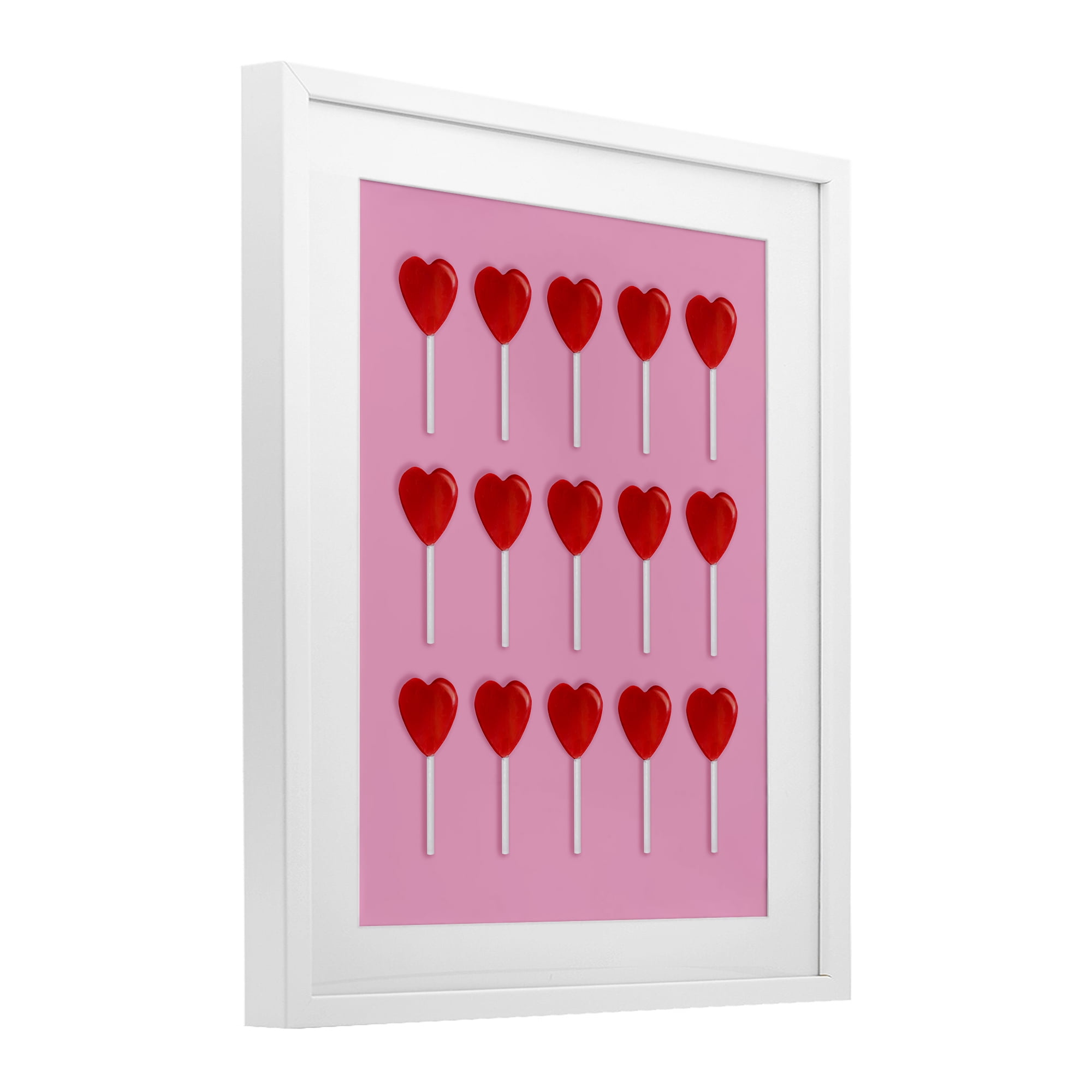 Stupell Industries Heart Lollipops Collection White Framed Print Under Glass, design by LISH Creative