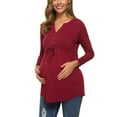 thumbnail image 6 of KIHOUT Maternity Blouse V-Neck Long Sleeve Bandage Solid Color Breast-Feeding Pregnant Nursing Tops, 6 of 9