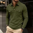 thumbnail image 6 of Men’s Polo Shirts Long Sleeve Button Down Tees Shirts Slim Fit Green Mens Shirts Summer, 6 of 6