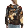 thumbnail image 7 of Fotbe Flower Crown Dog Pattern Womens Long Sleeve Hoodie, Pullover Hooded Sweatshirt, Kangaroo Pocket Hoodie with Eye-catching Drawstrings-Small, 7 of 7