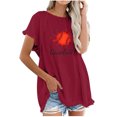 thumbnail image 1 of Camiseta informal para mujer, blusa estampada con cuello redondo y manga corta, Tops OAVQHLG3B Store  lin121212, 1 of 4